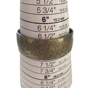 Vintage kirk Stiefel pewter bracelet cuff etched flowers